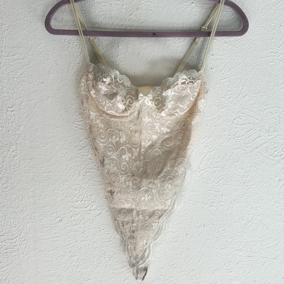 Victoria's Secret Other - Vintage Victoria’s Secret Lace Bodysuit 34B – Made in USA Ivory NWT